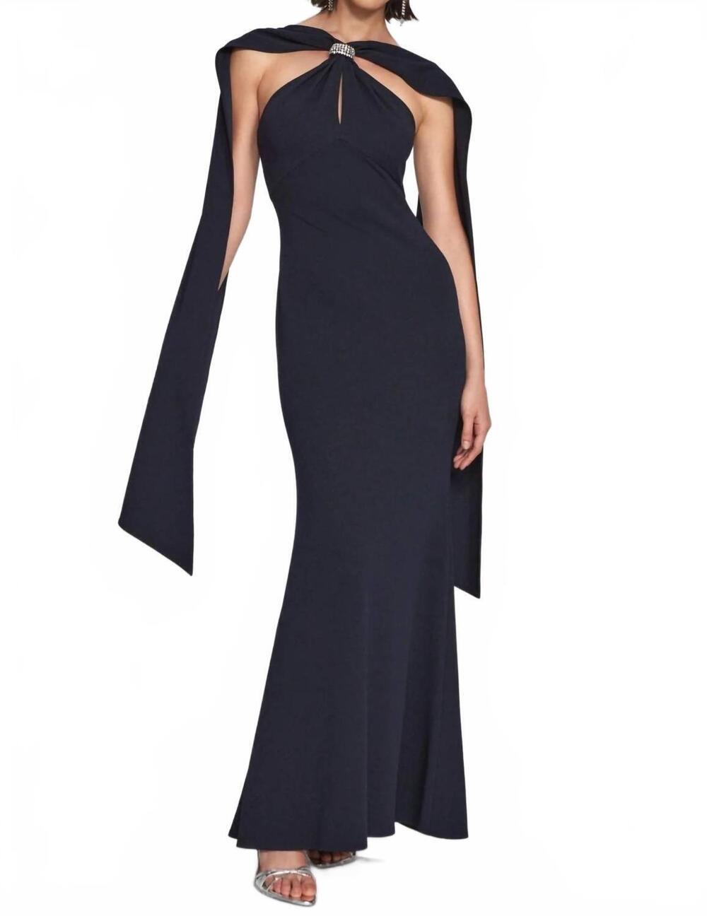 NEW JOSEPH RIBKOFF drape sleeve long dress in navy